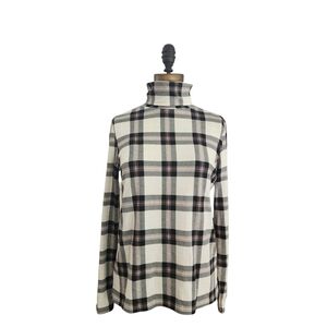 Ann Taylor Neutral Plaid Turtleneck M NWT